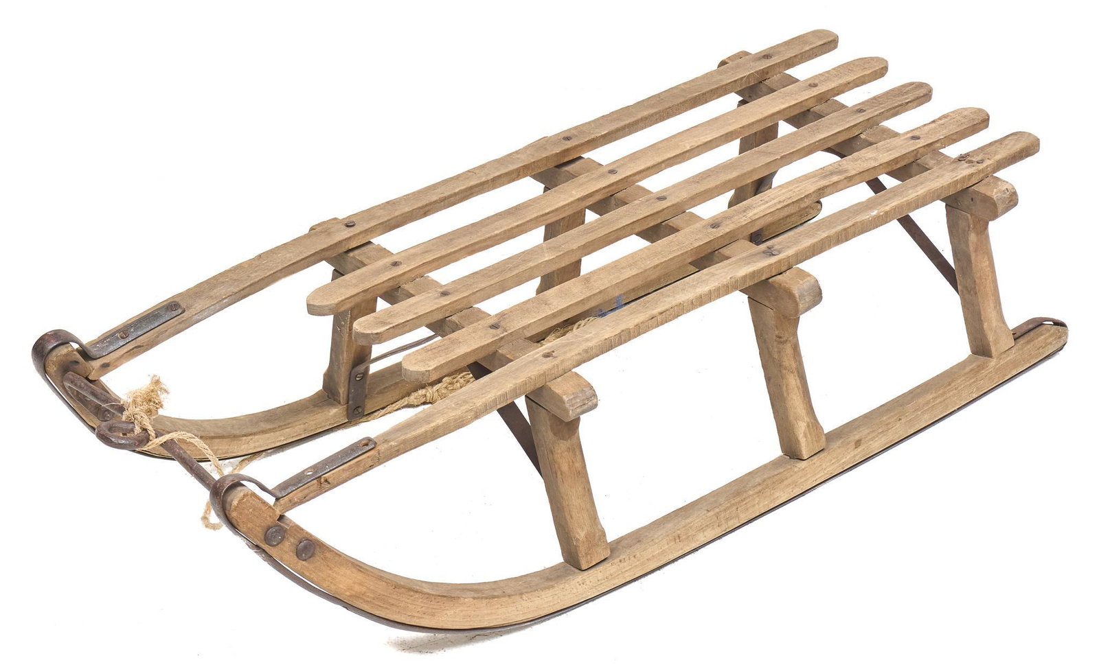 Rustic Wooden Sled: Rustic wooden and metal sled 9"h x 35"w x 12"d We happily provide seamless shipping services on everything we sell. Please email us at shipping@vogtauction.com or call 210-971-5750 for