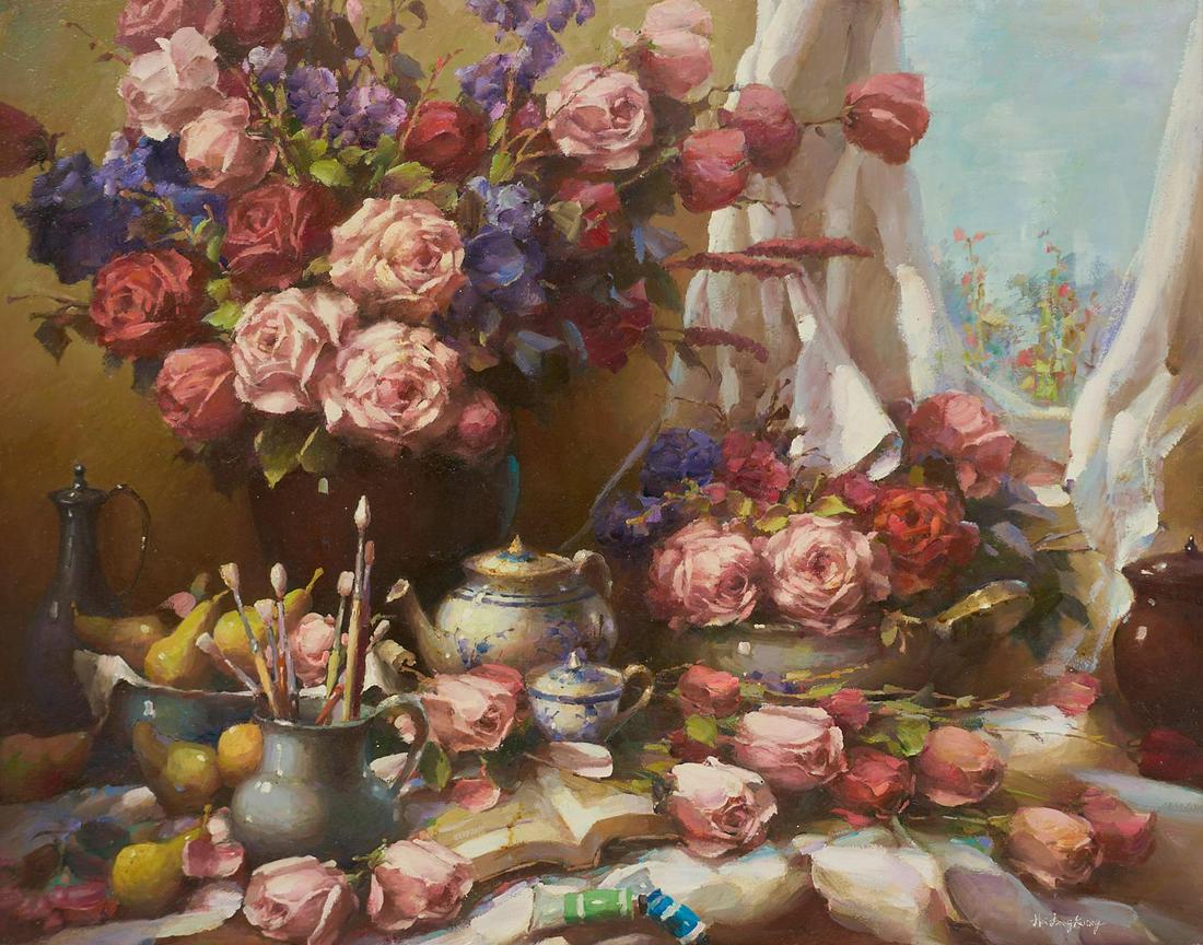 Kuong Hoi Leng (b. 1958, CN), Roses with Paintbrushes (1 of 4)