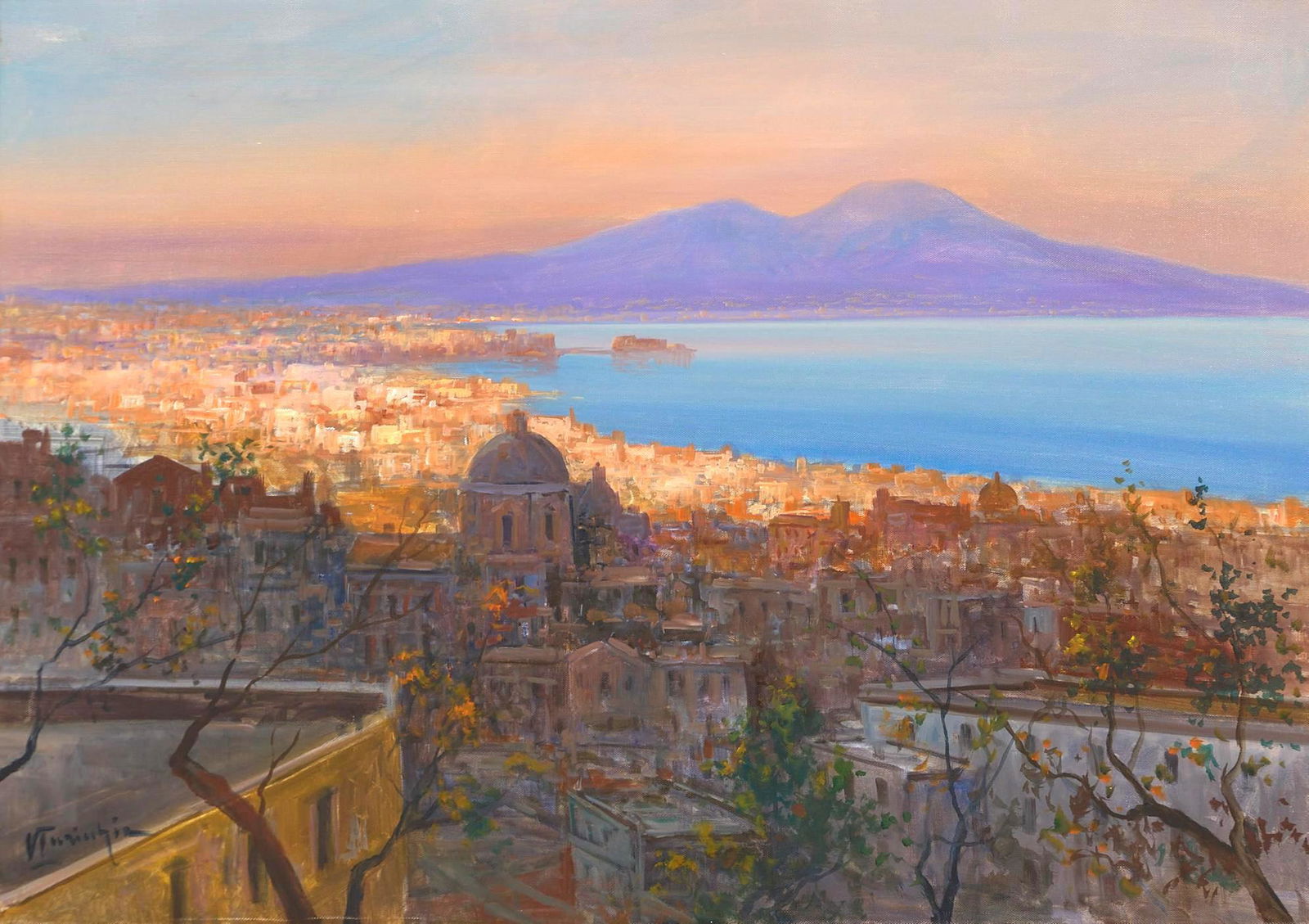 Italian Sunset Coastline, Oil on Canvas (1 of 5)