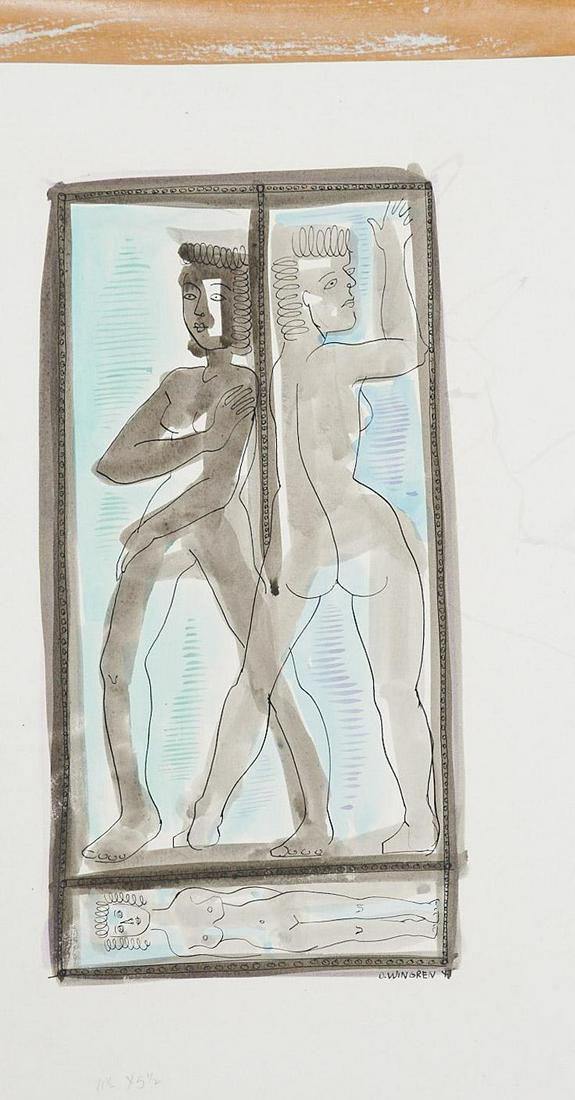 Dan Wingren (1923-1998, TX), "Three Nudes, Crated", (1 of 4)