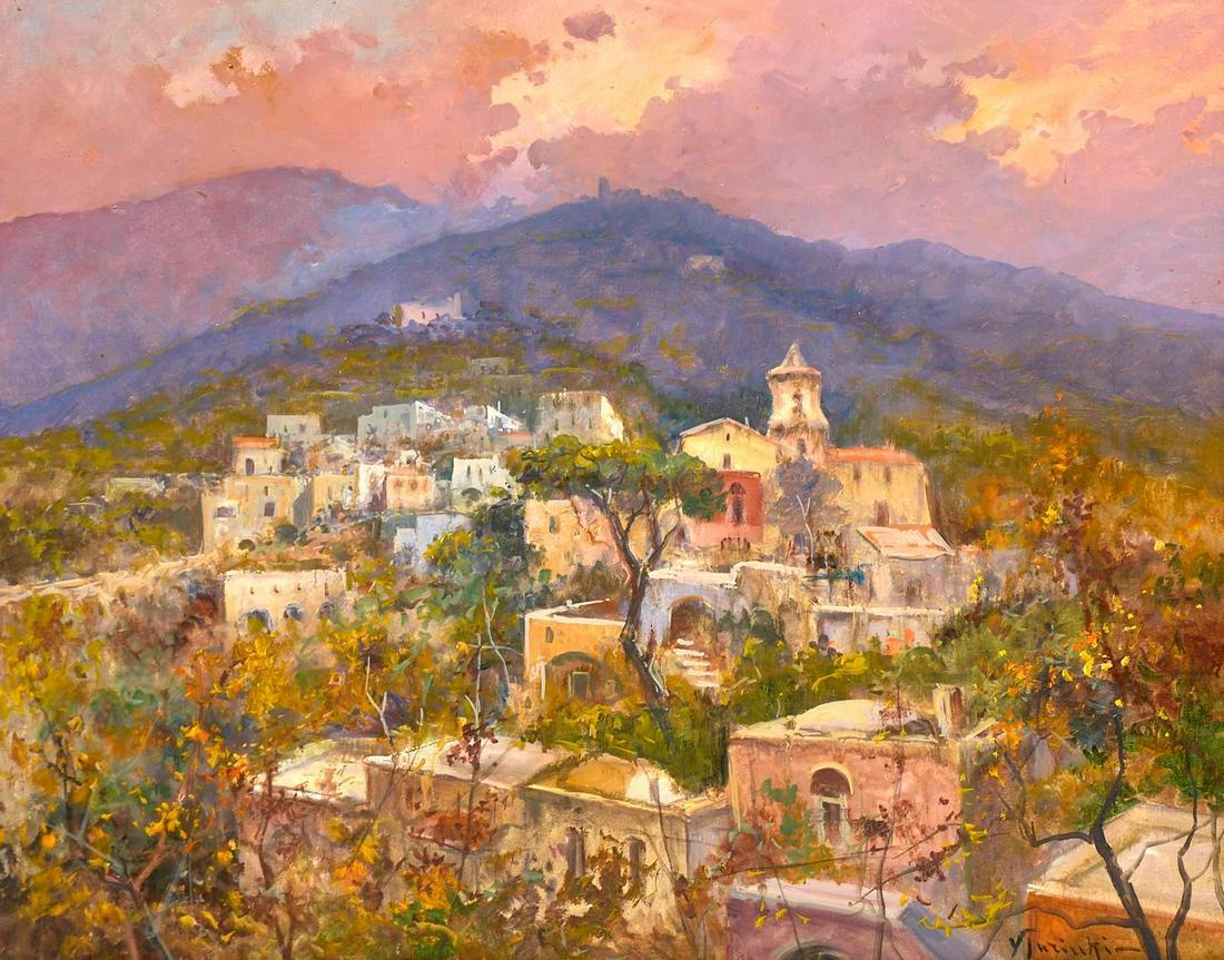 Village Sunset, Oil on Canvas (1 of 5)