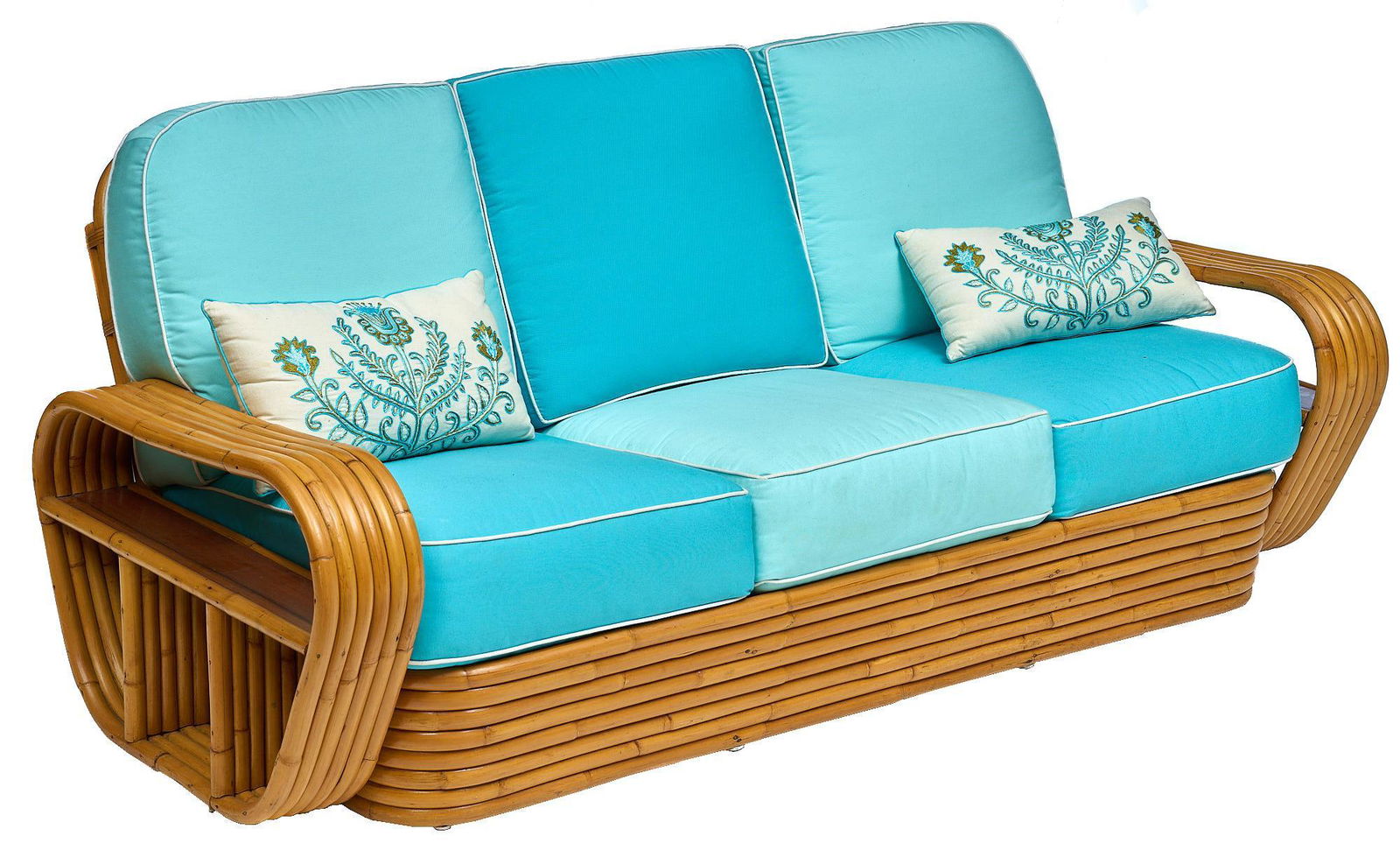 Paul Frankl (1886-1958, AT), Rattan Love Seat (1 of 4)