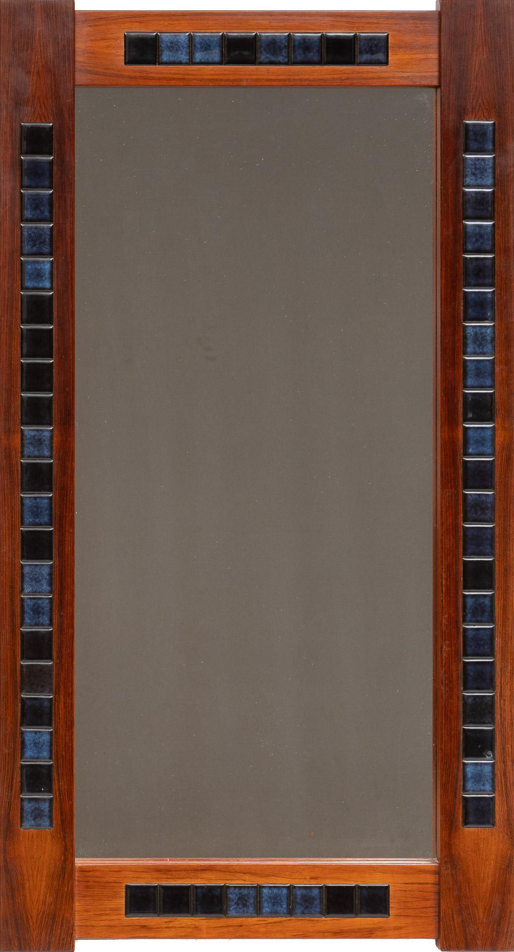 Danish Mid-Century Tile Framed Mirror (1 of 4)