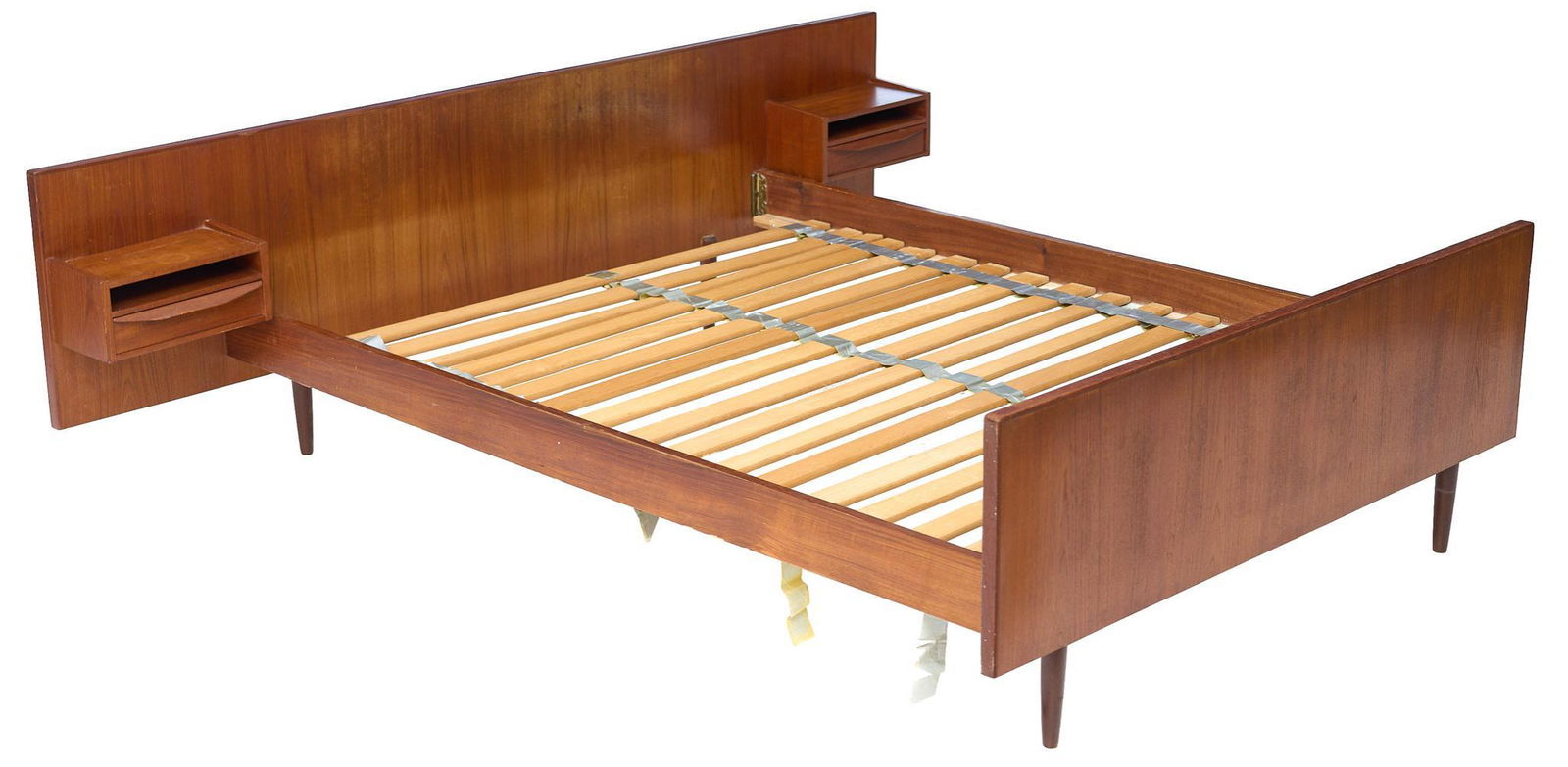 Danish Mid-Century Bedframe with Floating Side Tables (1 of 5)