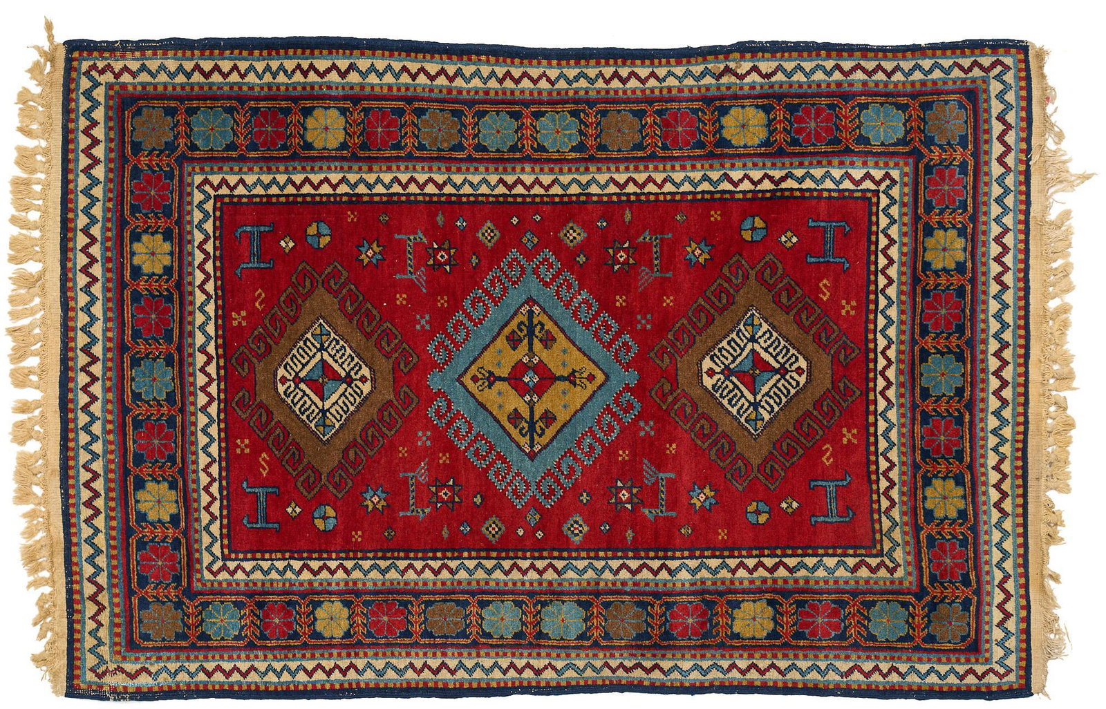 Handwoven Pakistani Style Rug, 5'9" x 3'10": Handwoven Pakistani style estate rug 5'9" x 3'10" We happily provide seamless shipping services on everything we sell. Please email us at shipping@vogtauction.com or call 210-971-5750 for more informa