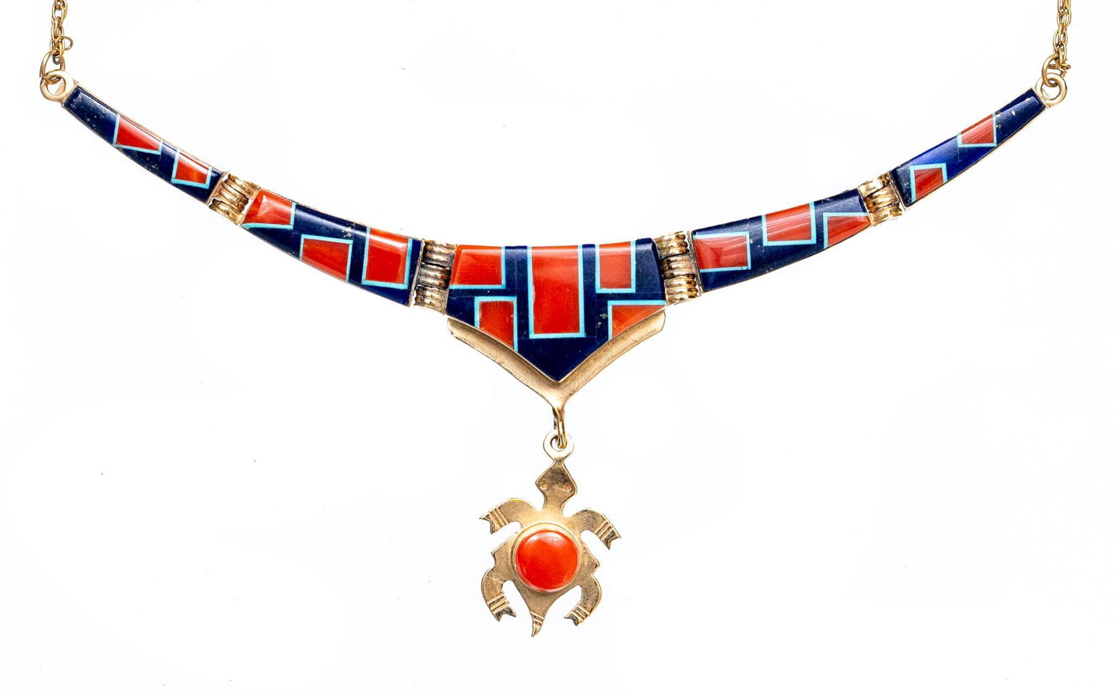 Native American 14k gold Inlay Gemstone Necklace. (1 of 2)