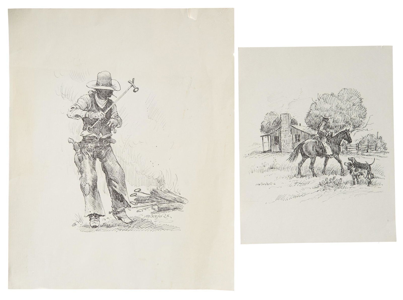 Joe Neil Beeler (1931-2006), (2) Cowboy Scenes (1 of 6)