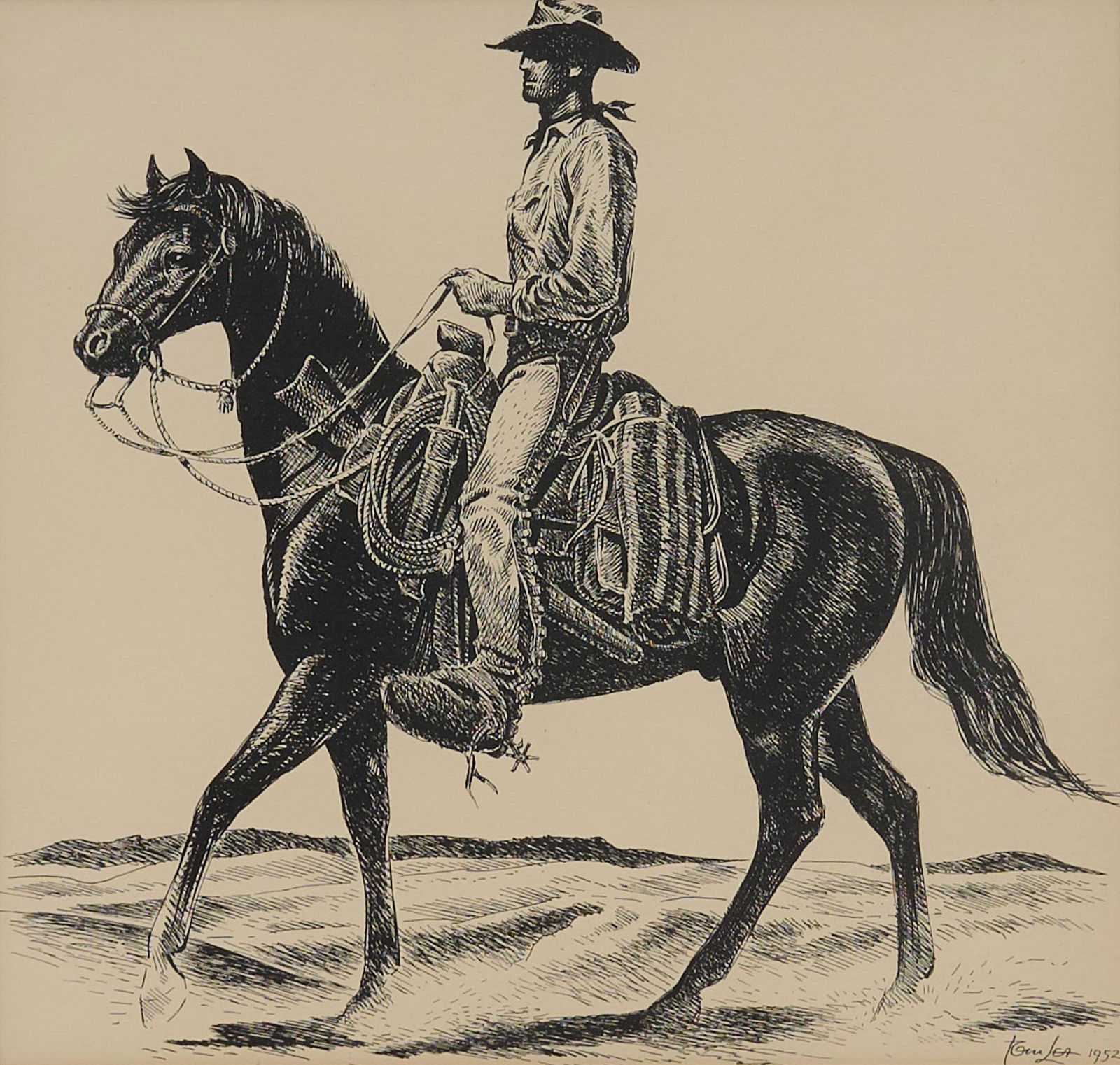 Tom Lea (1907-2001, TX), Cowboy, 1952 (1 of 4)