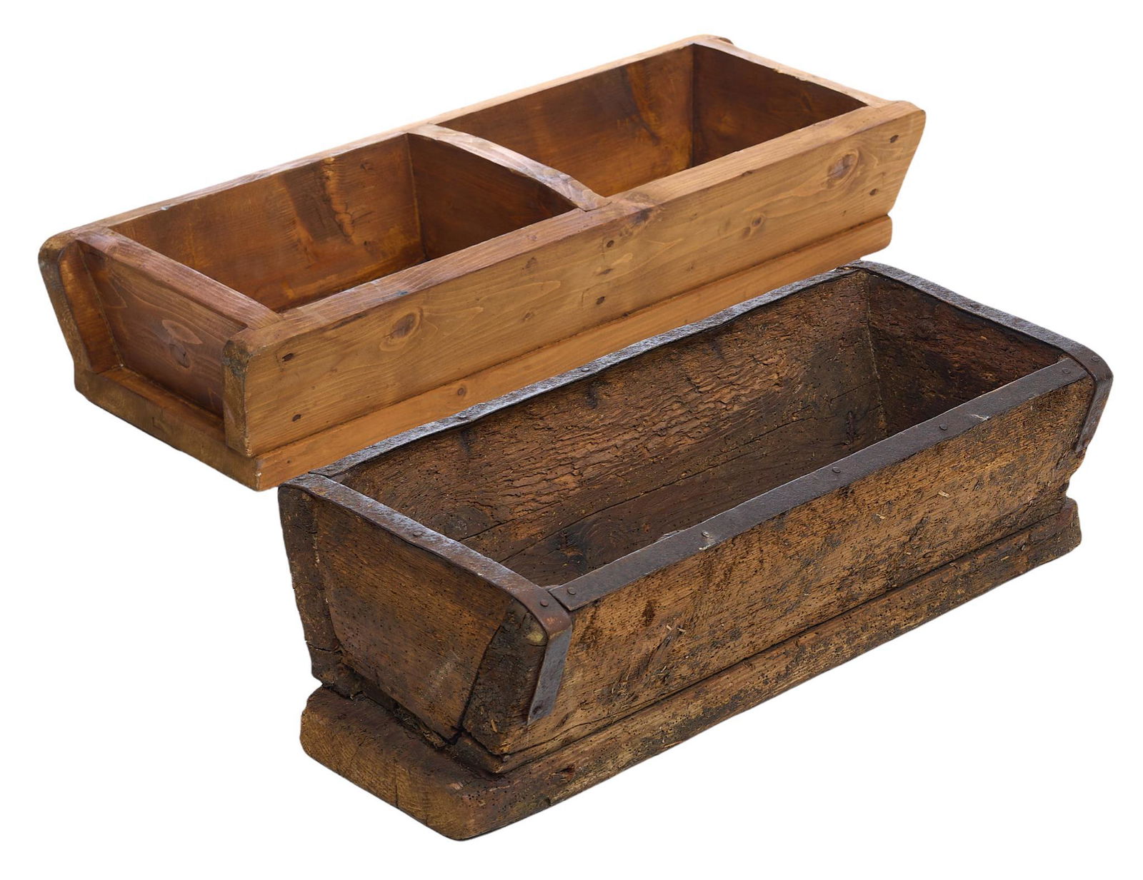 Pair of Primitive Wooden Animal Feed Troughs (1 of 4)