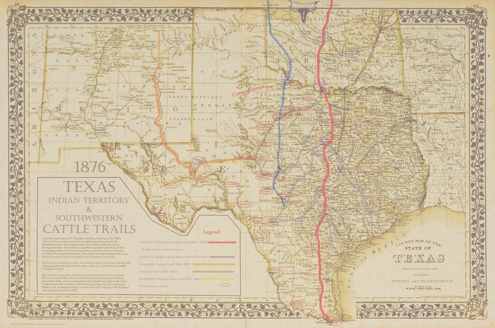 Map of Texas Cattle Trails (1 of 6)