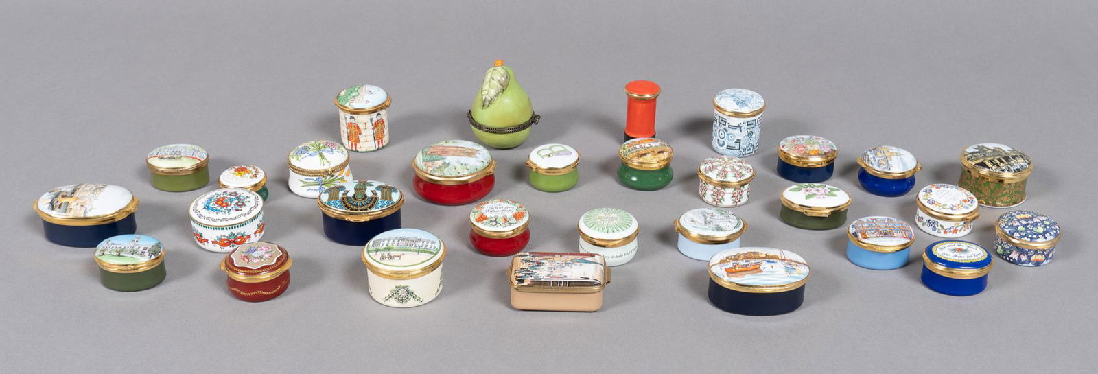 Collection of (30) English Enamel Jewelry Trinket Boxes (1 of 12)