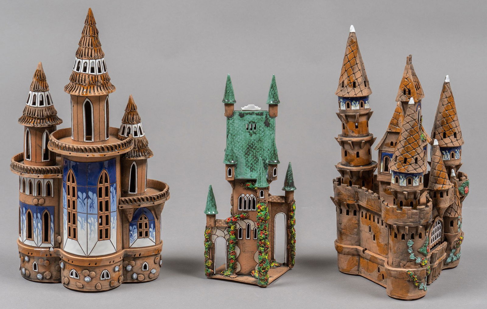 Set of (3) Ceramic Castles (1 of 12)