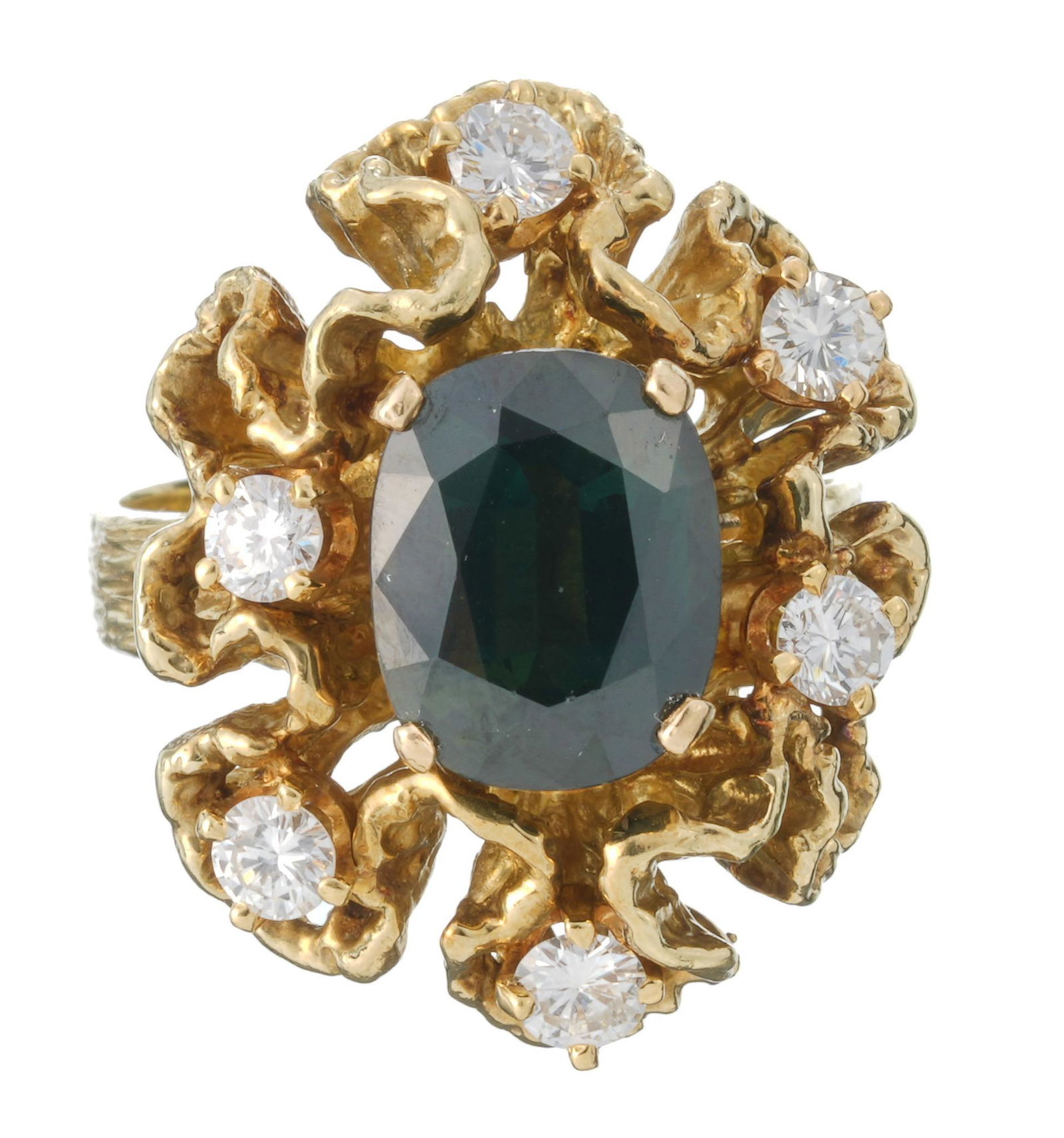 Green Sapphire Diamond 14k Gold Ring (1 of 3)