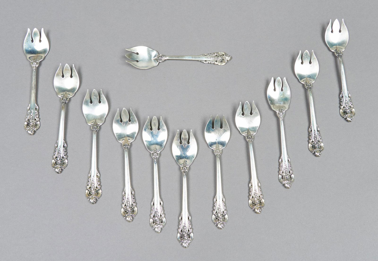 'Grande Baroque' Wallace Sterling Ice Cream Forks (12) (1 of 7)