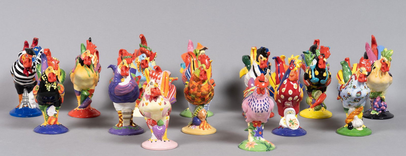 Set of (14) Ceramic Chickens, Poultry in Motion (1 of 13)