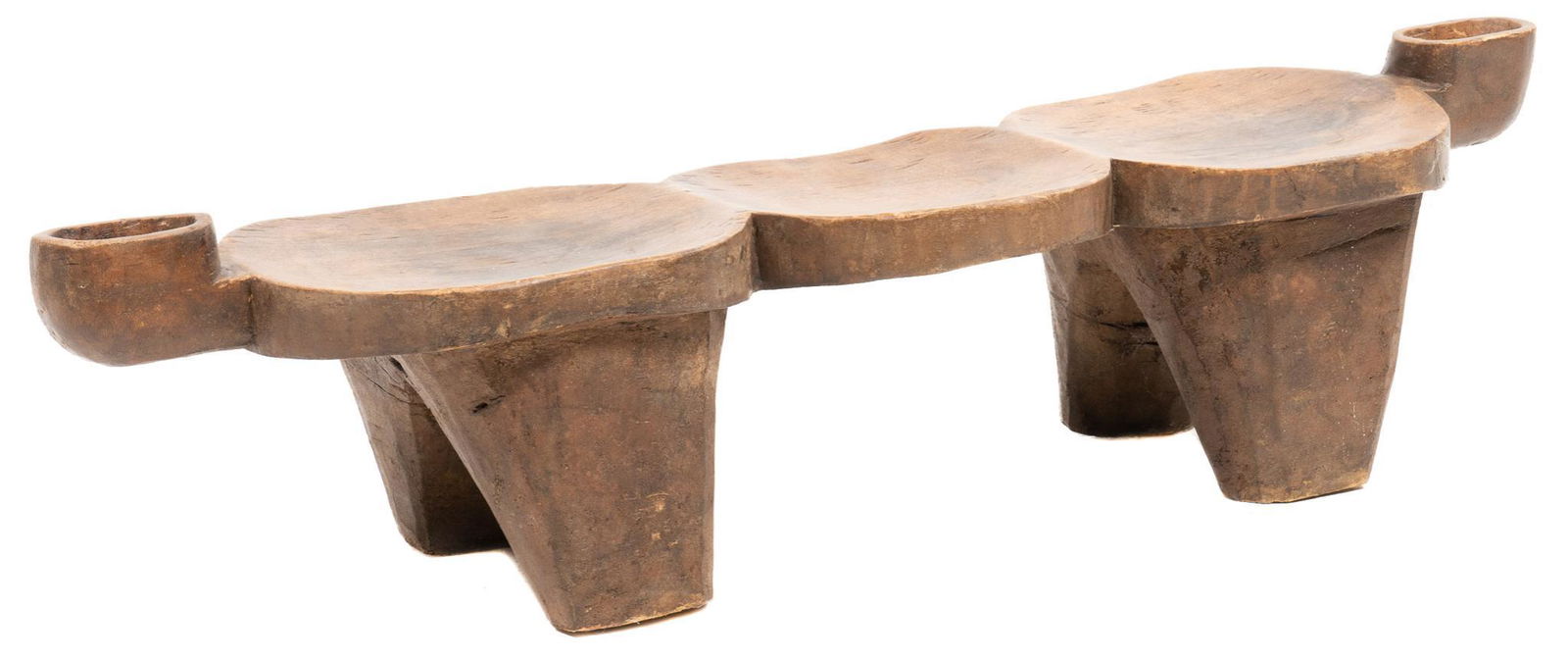 African Lobi Wood three-Seat Stool (1 of 4)
