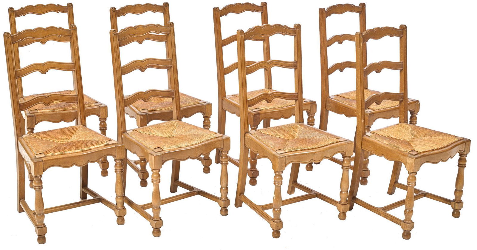 Set of 8 French Provincial Rush Seat Dining Chairs (1 of 3)