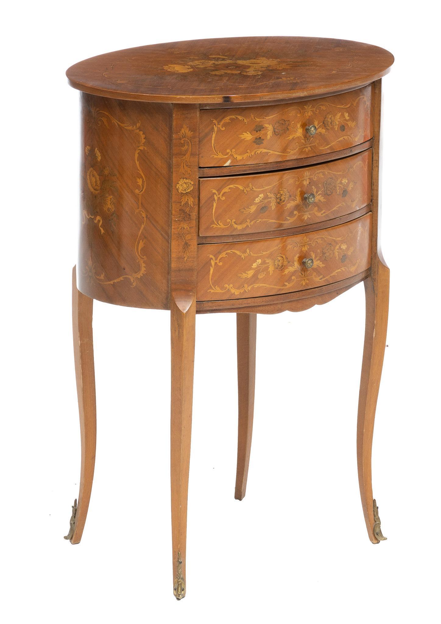Rococo Style Marquetry End Table (1 of 4)