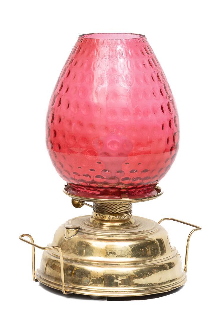 Converted Union Runner Cranberry Glass Oil Lamp (1 of 7)