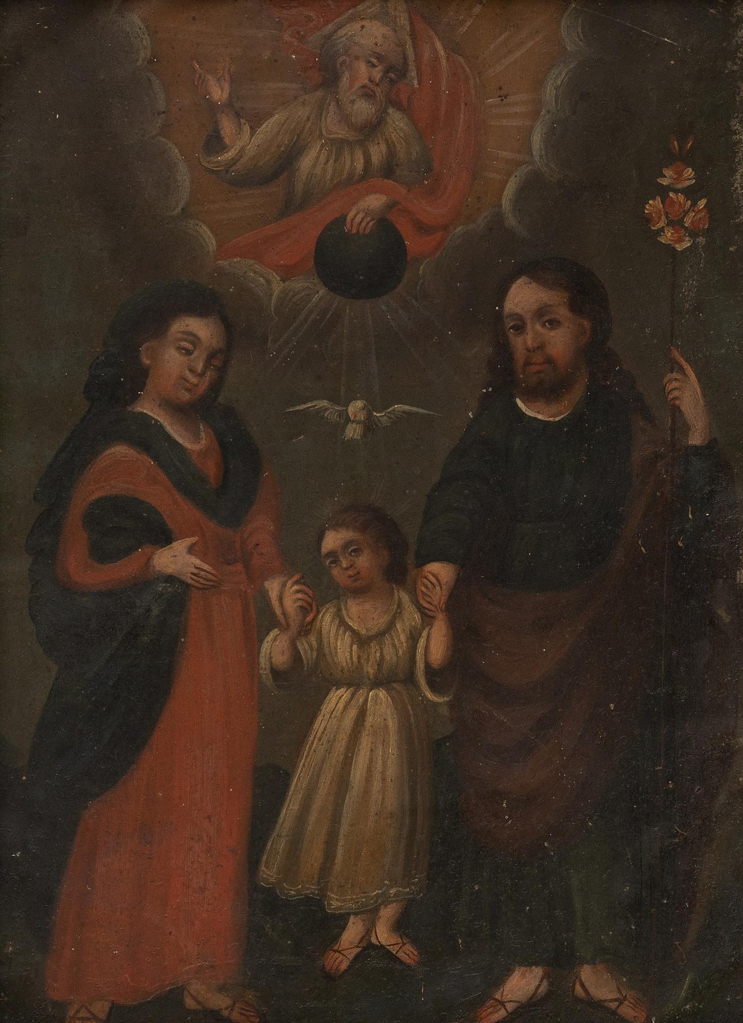 19th C. Mexican Retablo, La Sagrada Familia (1 of 3)