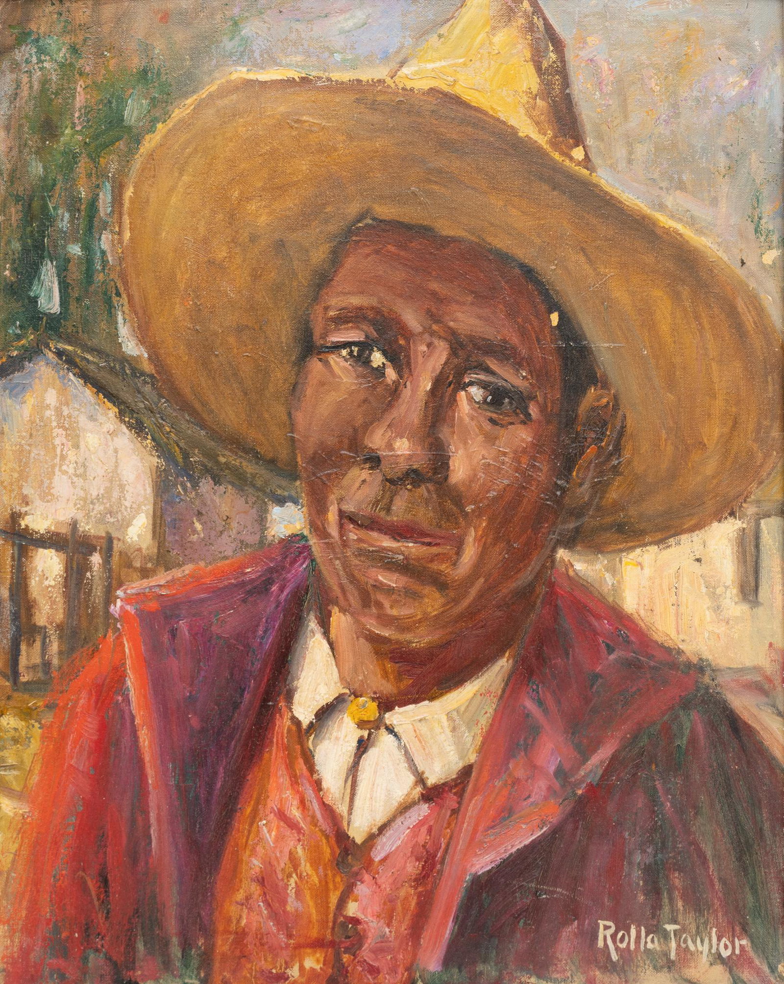 Rolla Taylor (1872-1970, USA), Portrait: Rolla Taylor (1872-1970), Portrait, oil on canvas board, framed 25"h x 12"w x 2"d Provenance: A Port Aransas, Texas collection In 1889, Taylor's family moved to San Antonio where he received instructi