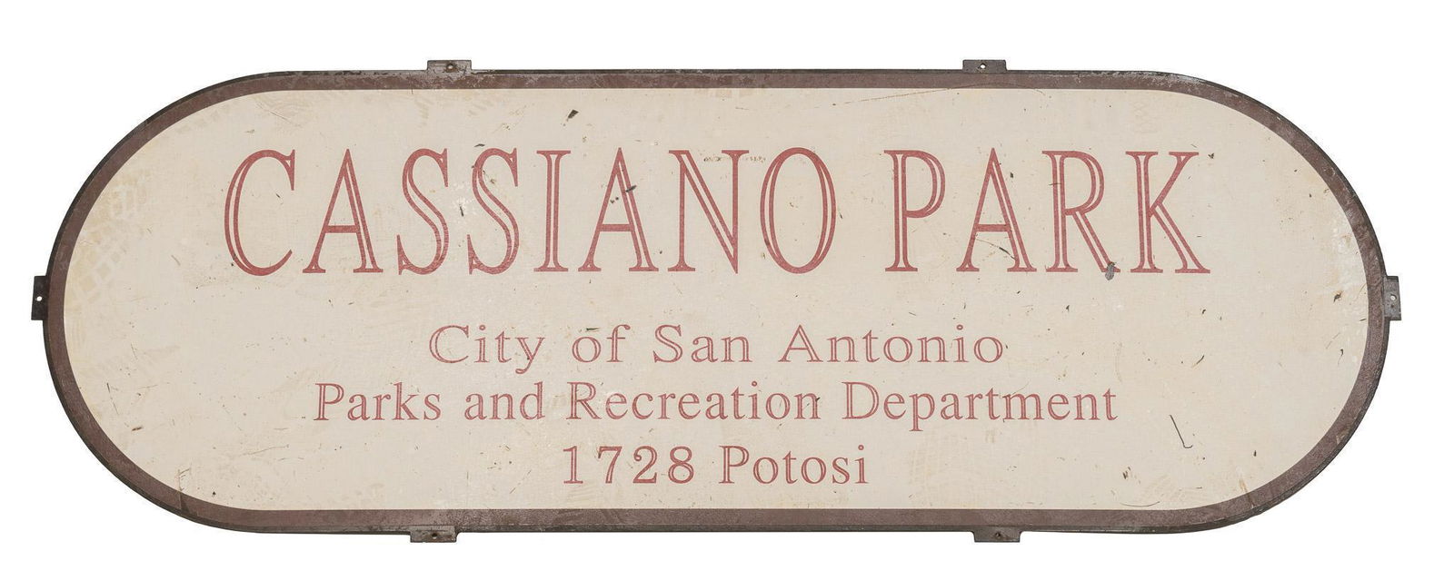 Vintage San Antonio Cassiano Park Sign (1 of 2)