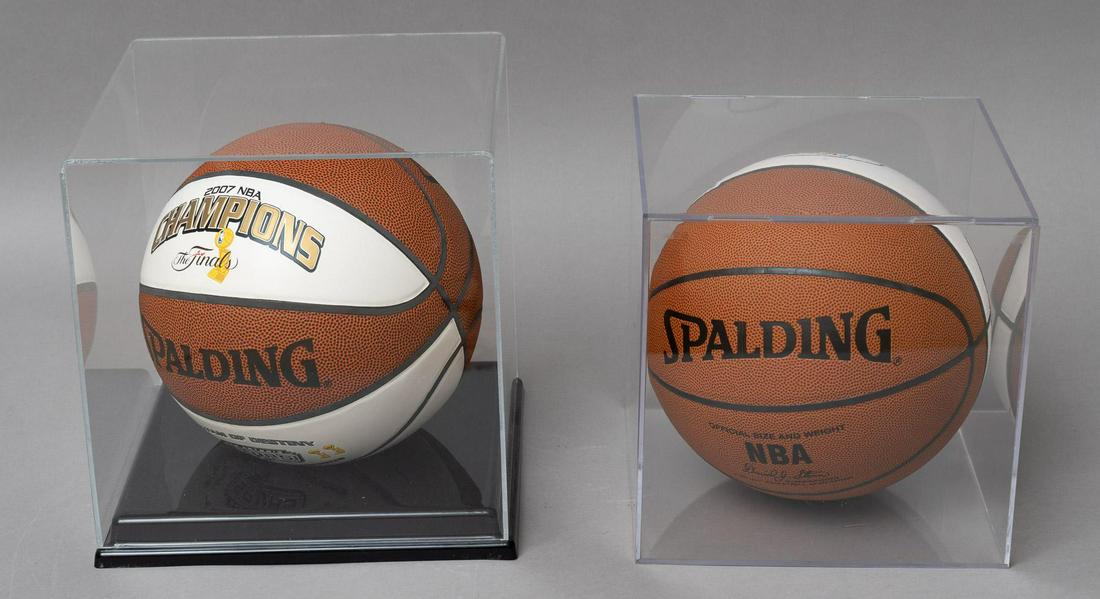 Pair of San Antonio Spurs Limited Edition NBA basketballs, 2006-2007: Pair of San Antonio Spurs limited edition NBA basketballs, 2006-2007, inside glass cases 11.5"h x 13.5"w Provenance: A San Antonio, Texas collection We happily provide seamless shipping services on ev