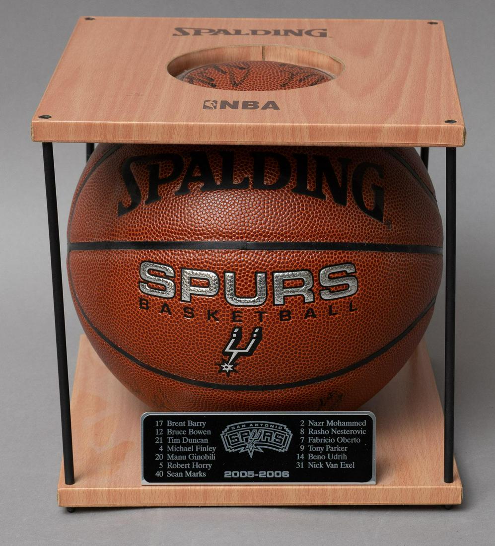 Signed San Antonio Spurs Basketball, 2005-2006: Signed San Antonio Spurs basketball, inside wooden case, 2005-2006 9.5"h x 9.5"w x 9.5"d Provenance: A San Antonio, Texas collection We happily provide seamless shipping services on everything we sell