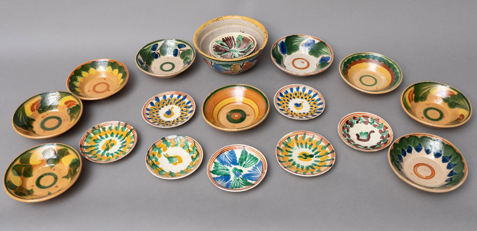 Collection of (21) Hand-Painted Mexican Ceramic Dishes (1 of 6)