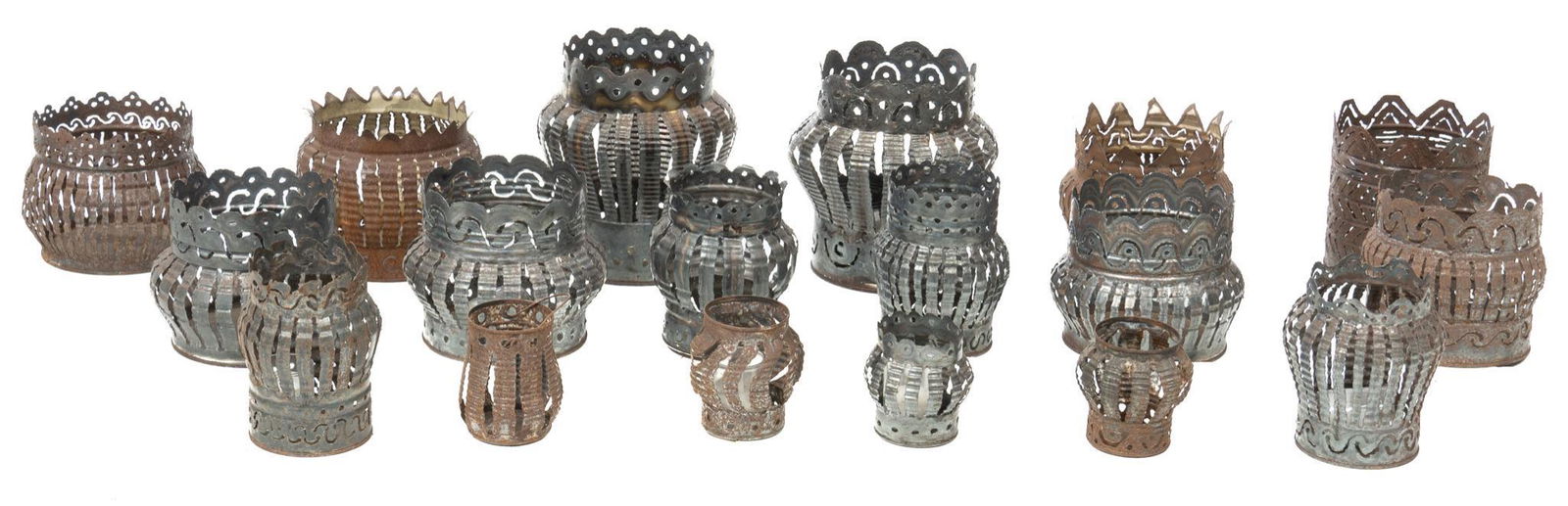 Collection of (18) Vintage Mexican Tin Tea Light Holders (1 of 7)