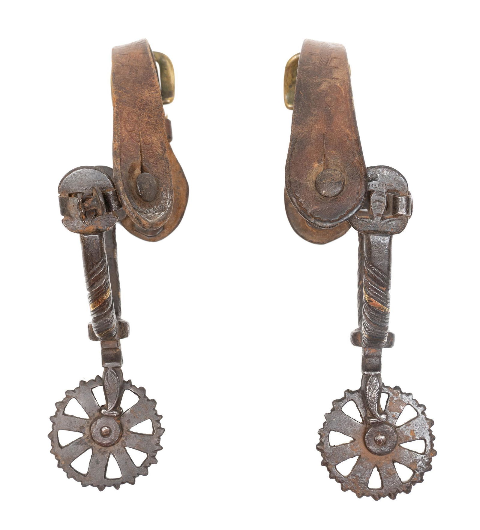 Rare Brass Inlaid Spanish Colonial Era Spurs (1 of 7)
