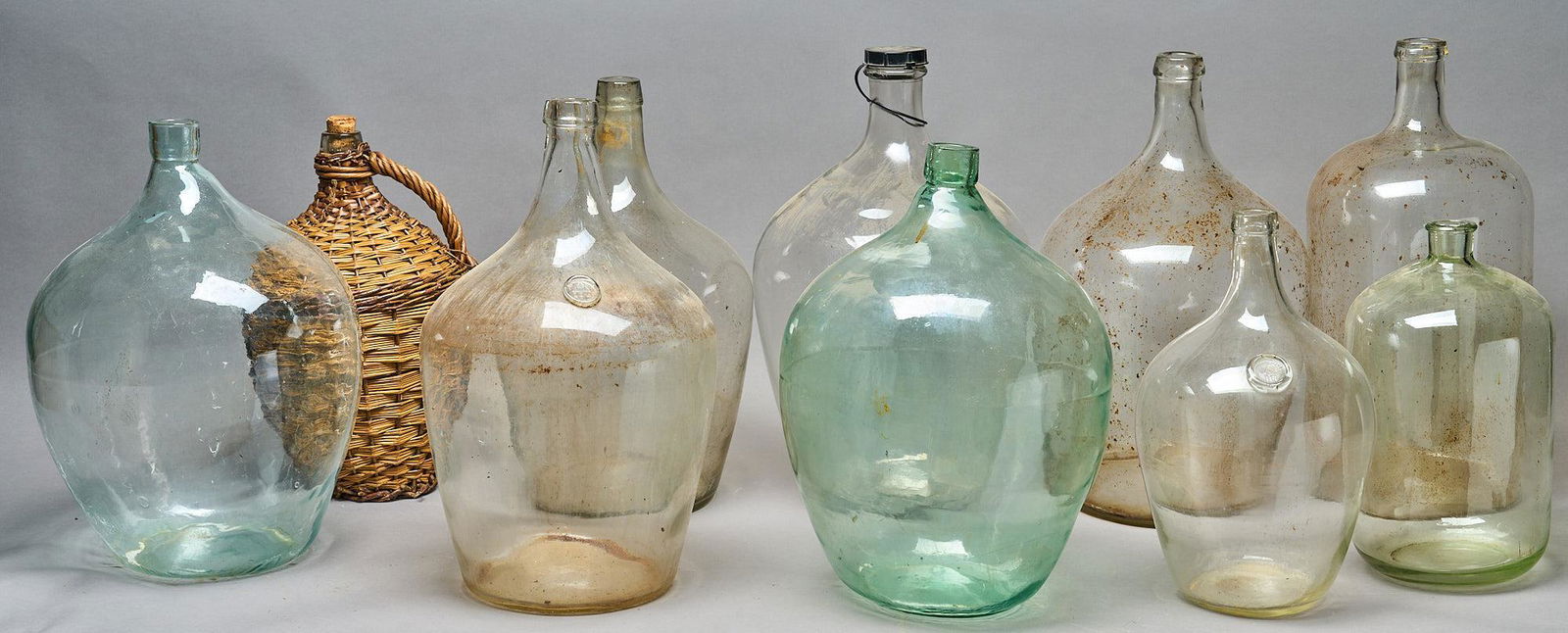 Collection of (10) Vintage Hand Blown Glass Carboys (1 of 5)