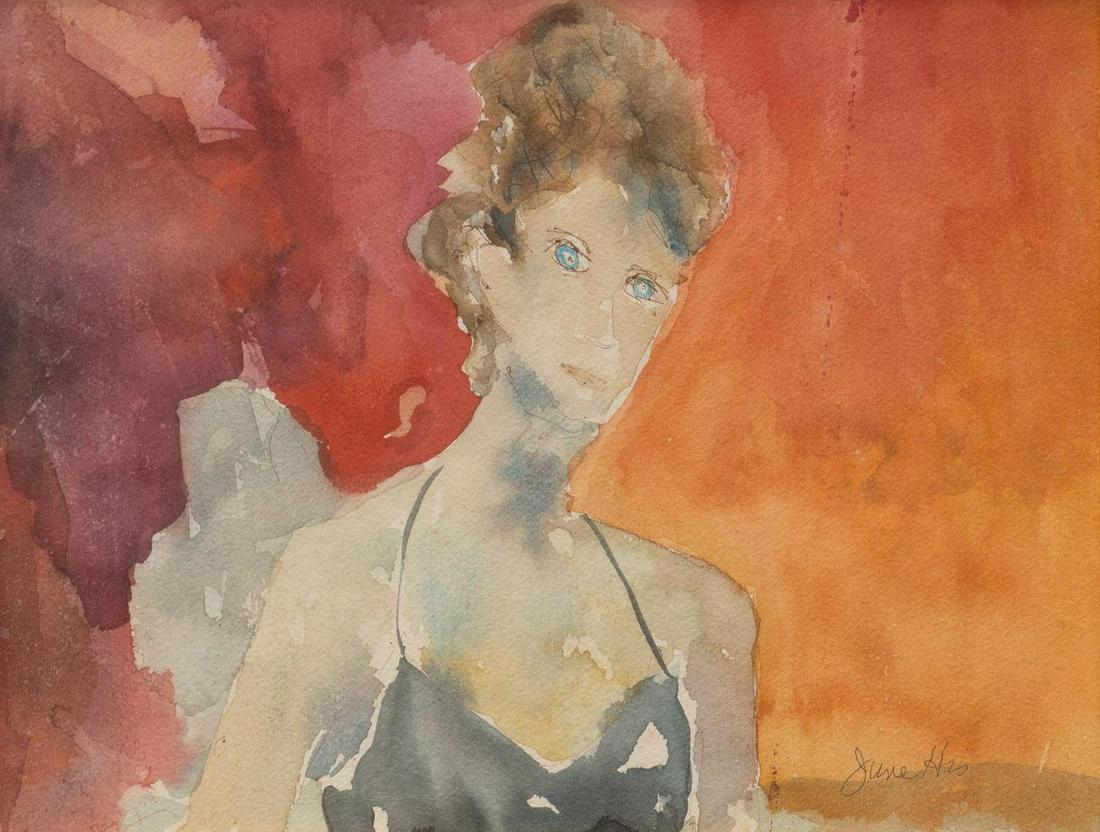 June Ledlow His (1937-2017, TX), Portrait of a Woman: June Ledlow His (1937-2017, TX), Portrait of a Woman, watercolor on paper, framed, signed 16"h x 18 1/2"w x 1"d We happily provide seamless shipping services on everything we sell. Please email us at 