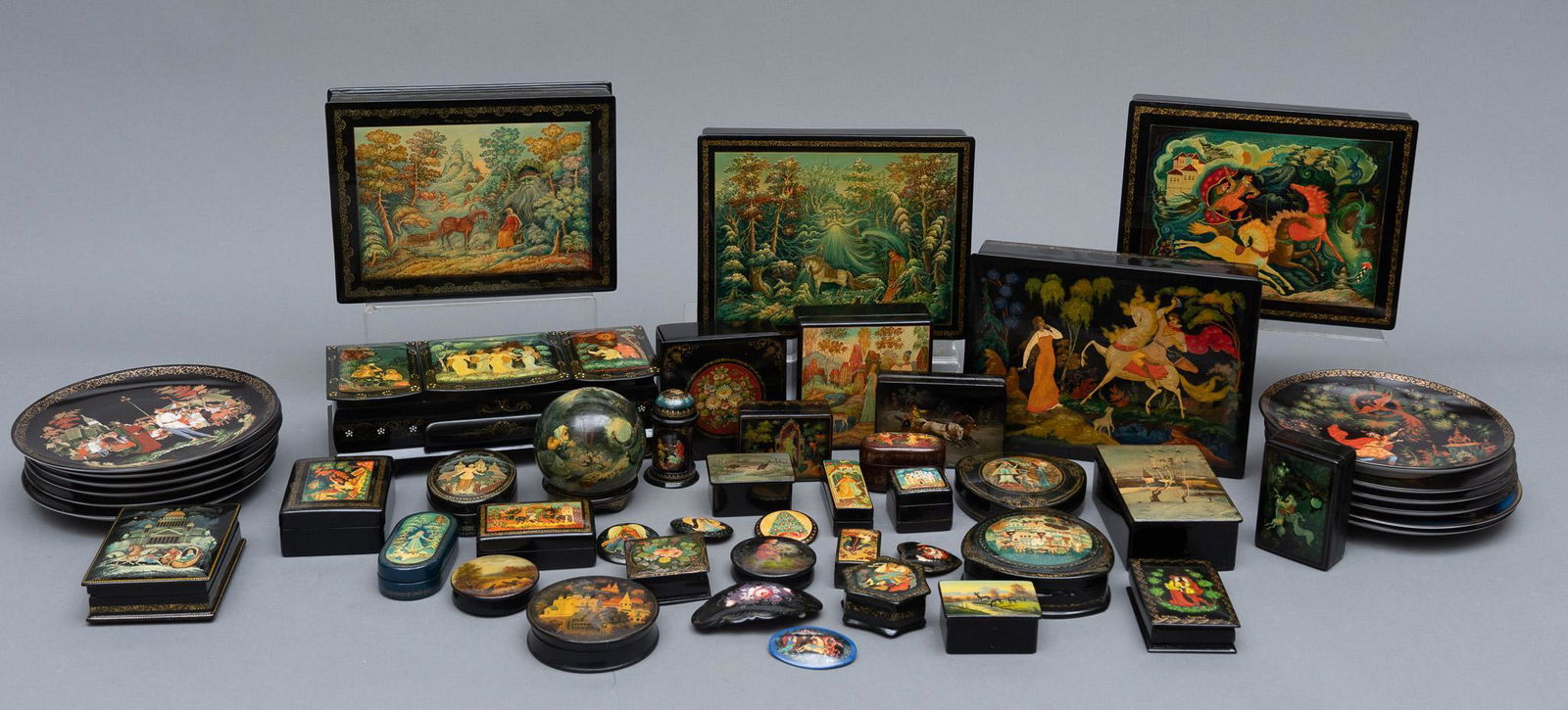 Large Collection of Russian Lacquerware Boxes (1 of 5)
