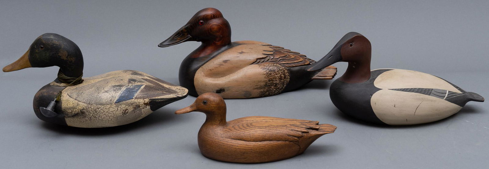 Collection of (4) Hand-Carved Wooden Duck Decoys (1 of 6)