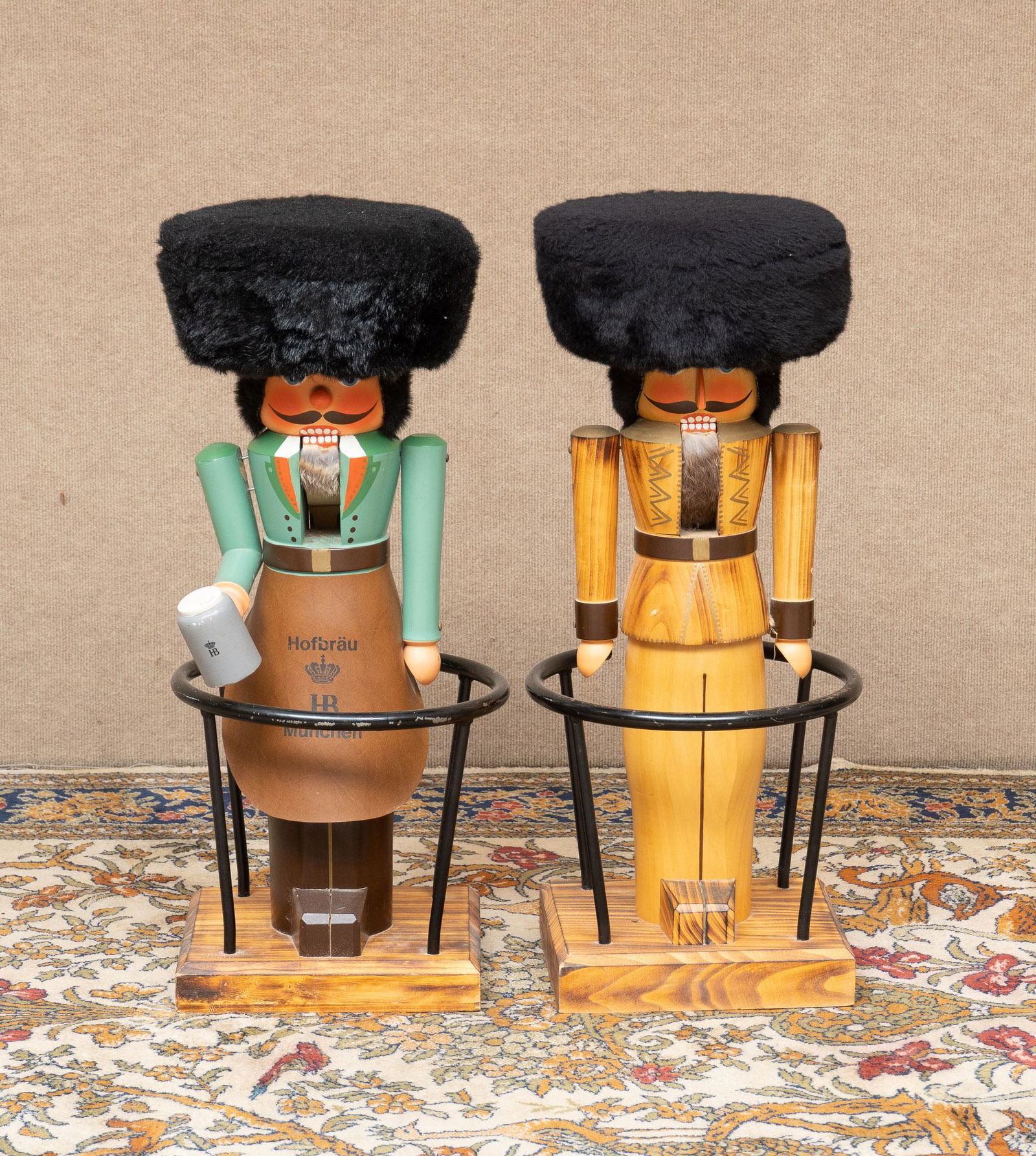 Pair of Vintage Hofbrau Munchen Nutcracker Barstools, Volkmar Matthes (1 of 3)