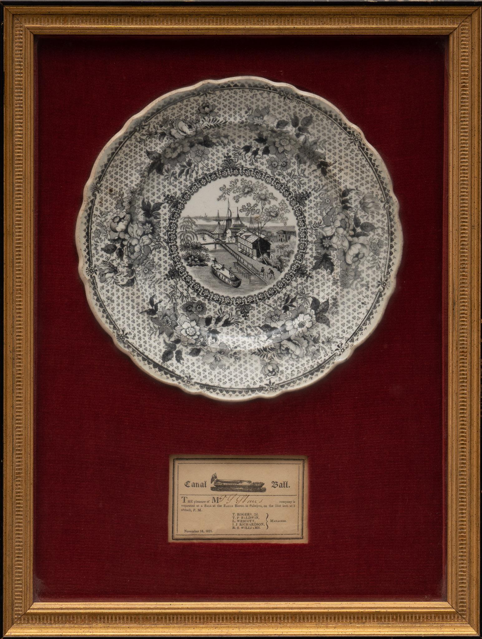 Lake Eric Canal Ball Invitation and Framed Plate: Lake Eric Canal Ball invitation and framed plate 19"h x 14"w x 2 1/2"d We happily provide seamless shipping services on everything we sell. Please email us at shipping@vogtauction.com or call 210-971-