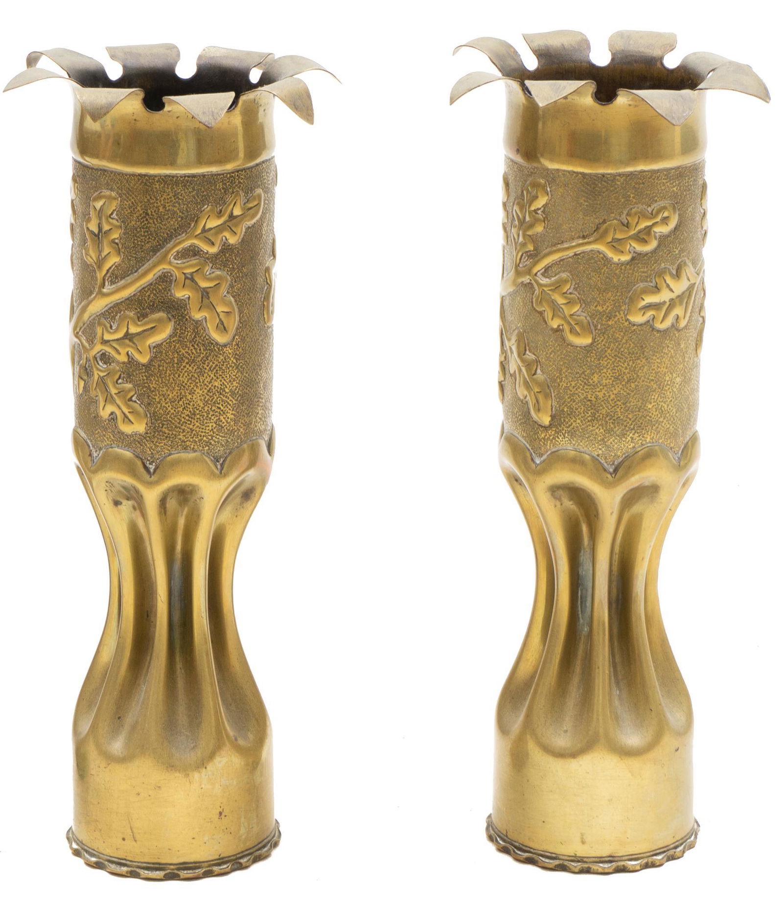 Pair of Vintage Brass Trench Art Vases (1 of 4)