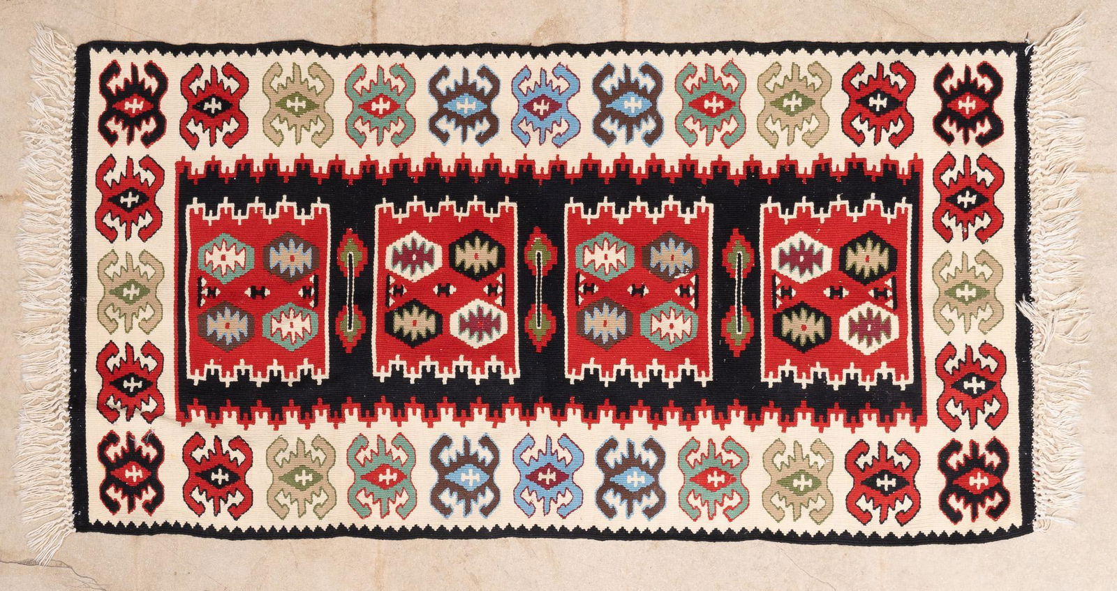 Hand-Made Turkish Kilim Style Estate Rug,  3' 11" x 1' 11" (1 of 2)