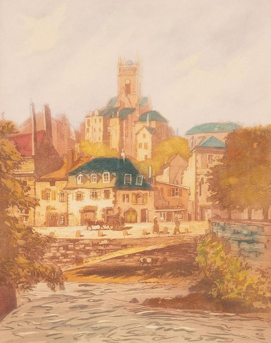 Lucien Veder (Le Garf) (1902-1978), French Village Castle Scene (1 of 4)