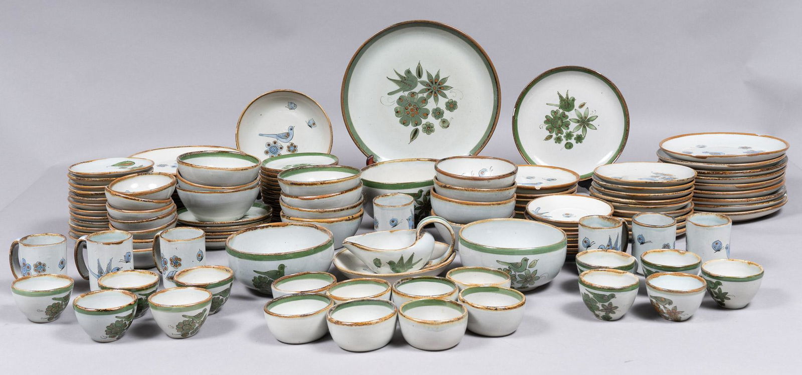 Large Set of Hand-Made Tonala (Mexico) Diningware (1 of 6)