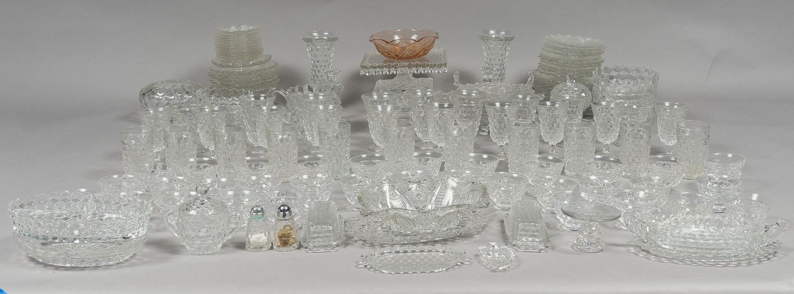 Very Large Set of Fostoria American Glass Dinnerware (1 of 9)