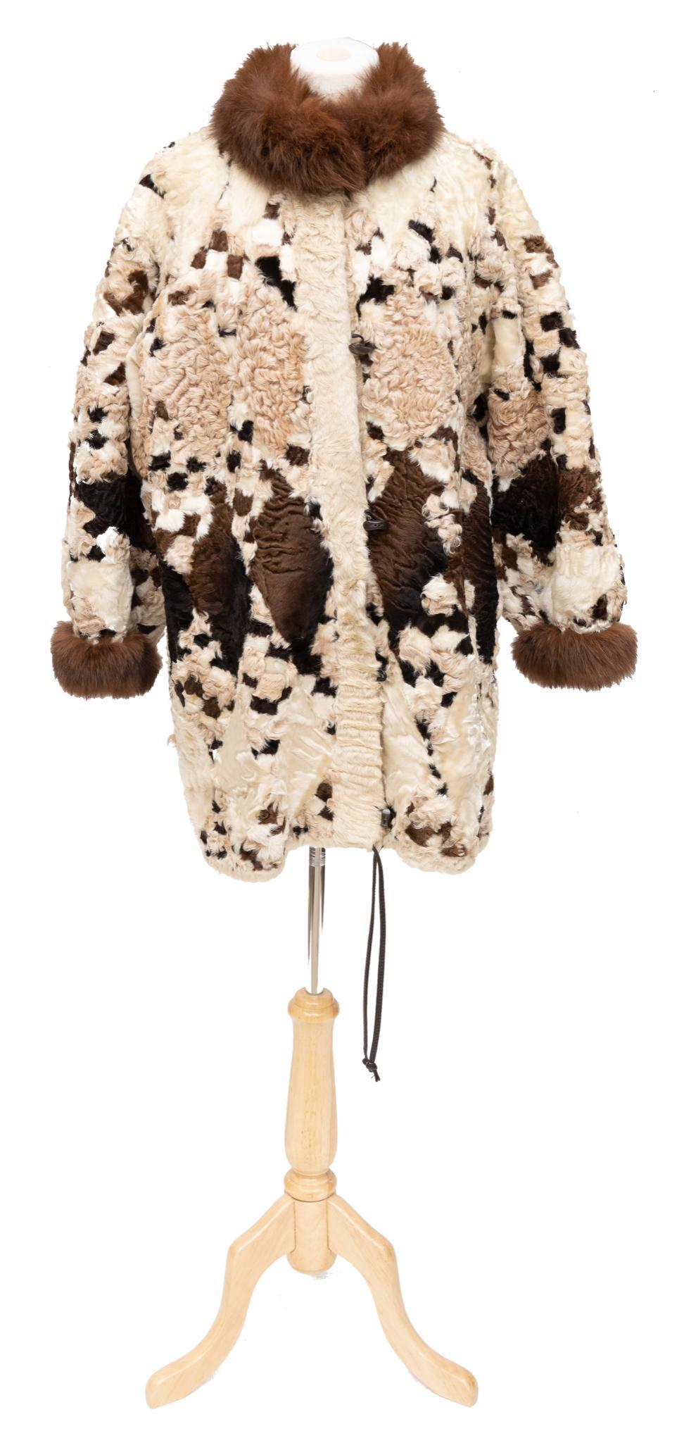 Vintage Patchwork Curly Lamb Fur Jacket (1 of 6)