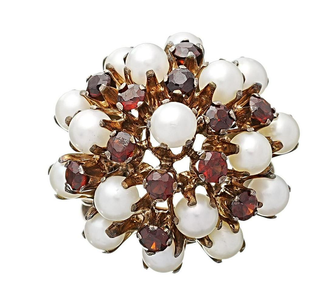 Vintage Pearl Garnet 8k Gold Princess Ring (1 of 2)