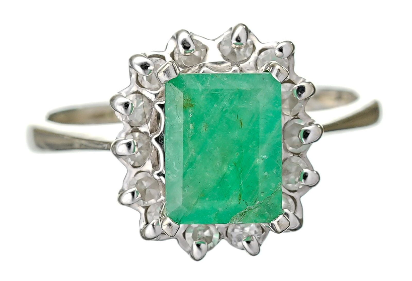 Emerald Diamond Halo 14k Gold Ring (1 of 4)