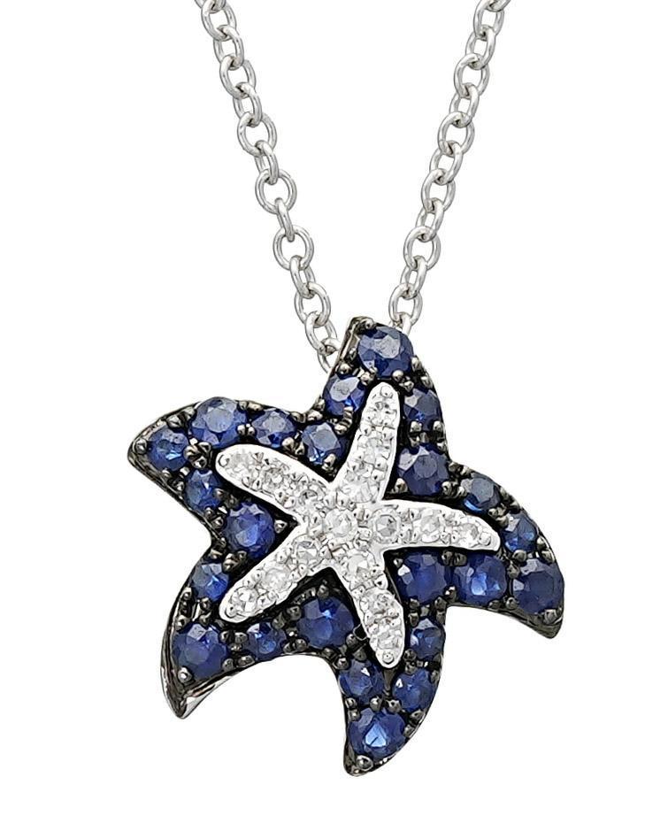 Effy Diamond Sapphire Starfish 14k Gold Pendant (1 of 3)