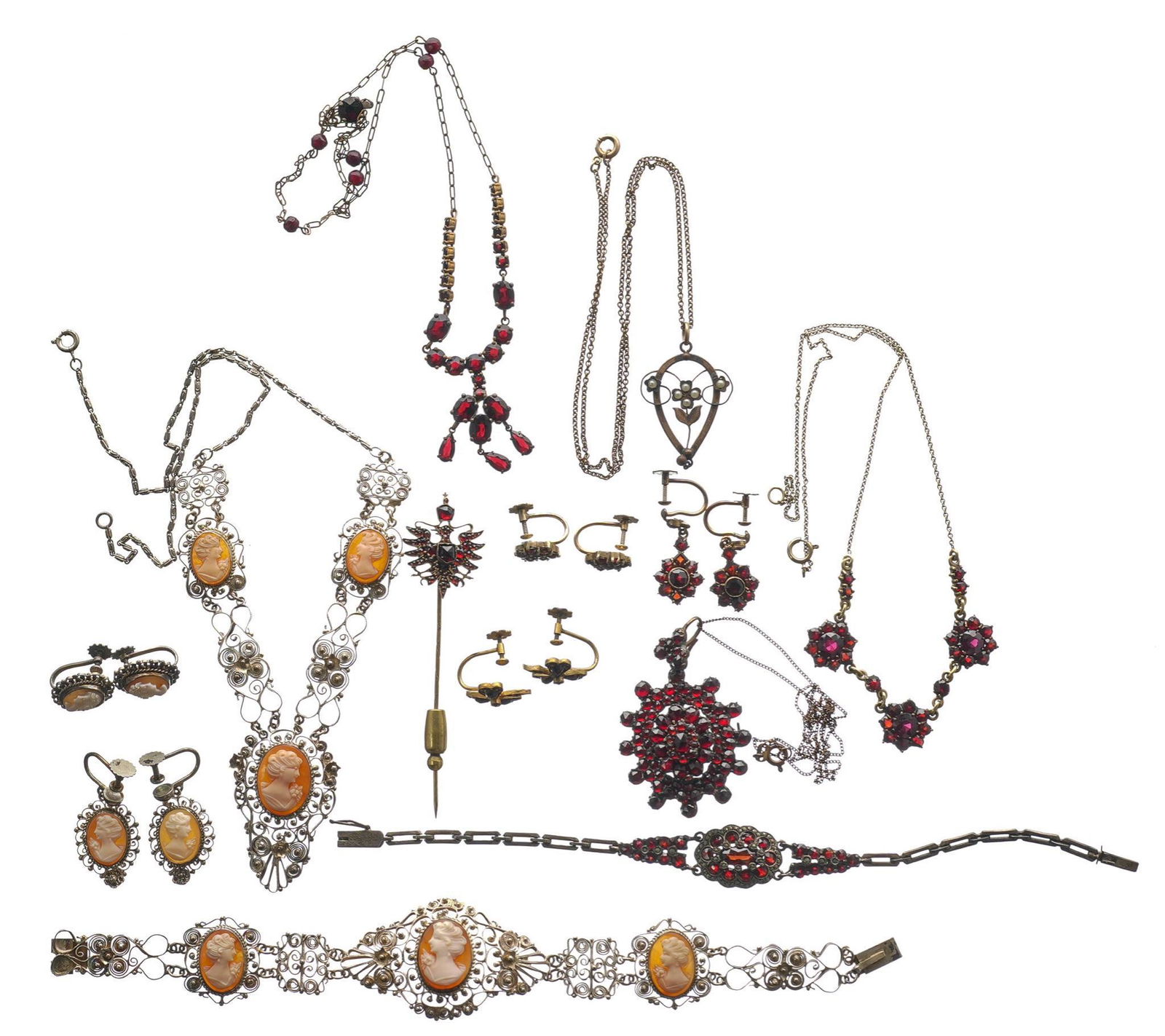 Victorian Garnet and Cameo Jewelry Collection (1 of 1)
