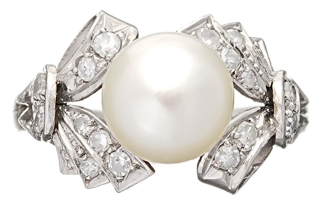 Pearl Diamond Platinum Ring (1 of 3)