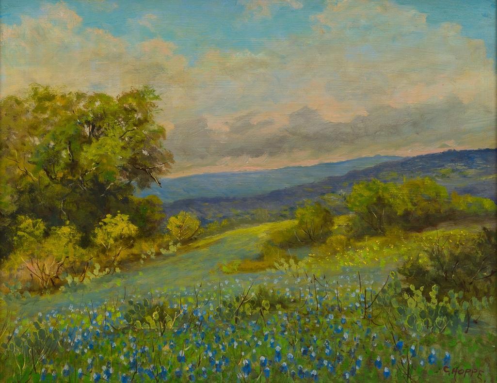 Carl Hoppe (1897-1981), "Springtime in Elmendorf, Texas; Blue Bonnets and Oaks" (1 of 5)