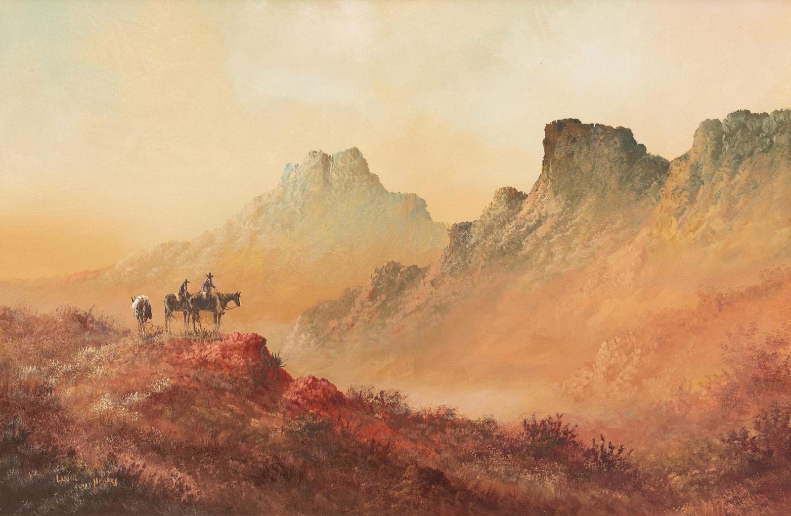 Lester Hughes (1938-2021), Horsemen in Landscape (1 of 4)